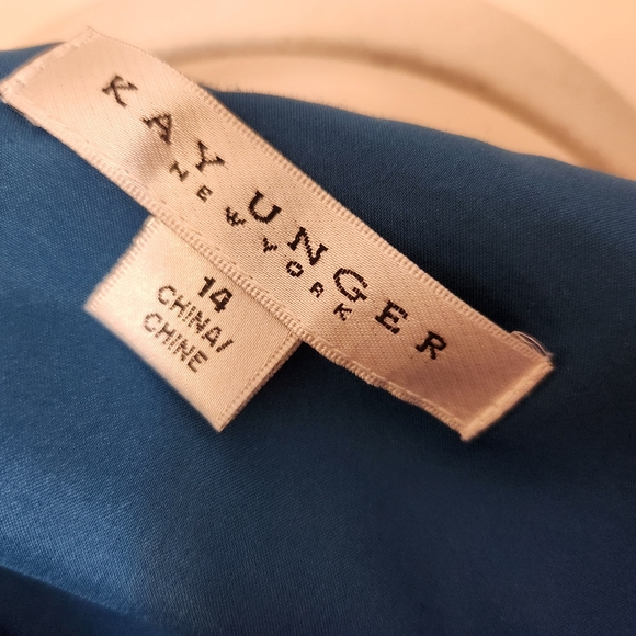 Kay Unger Teal Dress Plus SZ 14 - Picture 5 of 13